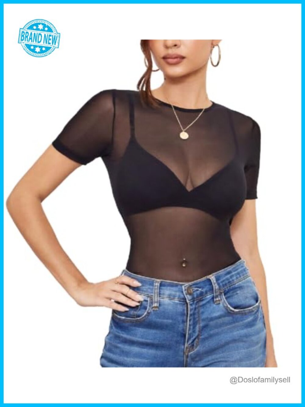 Sheer Mesh Blouse Short Sleeve See Through Clubwear Top